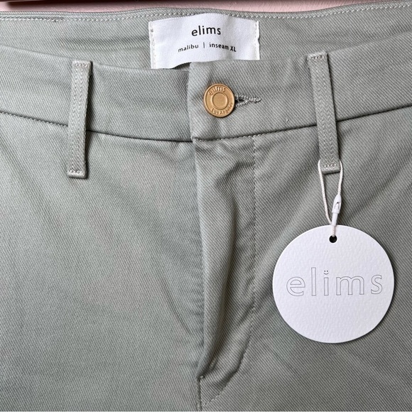 elims Malibu Wide-Leg Chino Trouser High Waist Sage Green Sz 28 Long (XL) NEW - Picture 9 of 13